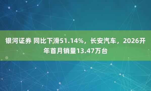 银河证券 同比下滑51.14%，长安汽车，2026开年首月销量13.47万台