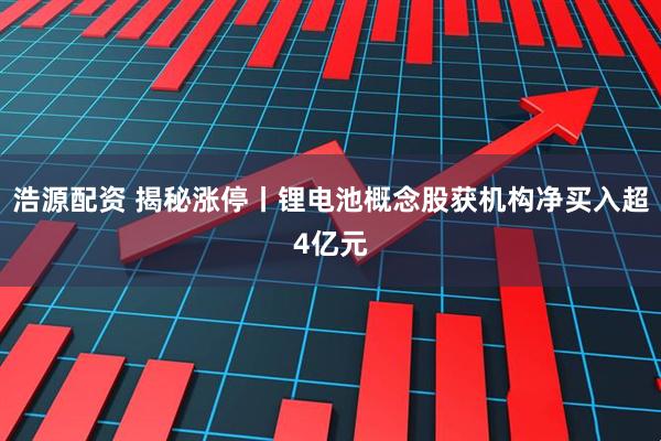 浩源配资 揭秘涨停丨锂电池概念股获机构净买入超4亿元